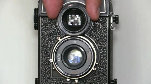 Person works with the old camera Stock Footage 51134747