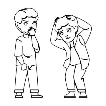 Person worried kid boy vector Stock Illustration