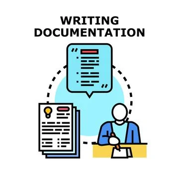 Person writing documentation, creating reports, and outlining ideas Stock Illustration
