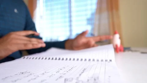 Person Writing in Notebook with Blurred Background Stock Footage 320724112