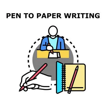 Person writing notes with pen on paper illustration Stockillustratie