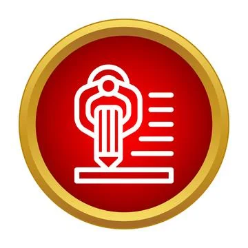 Person writing with a pencil creating content icon Stock Illustration