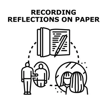 Person writing reflections in a diary paper Stock Illustration