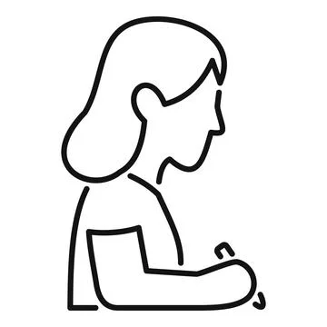 Person writing taking notes line art icon Stock Illustration