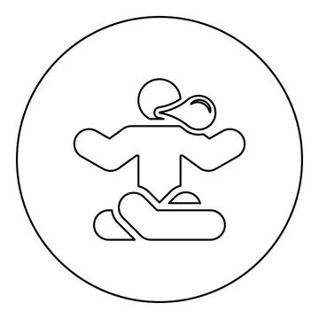 Person in a yoga pose blowing bubble gum icon in circle round black color v.. Stock Illustration