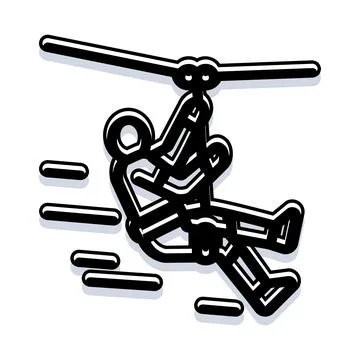 Person zip lining down an adventure course line Stock Illustration