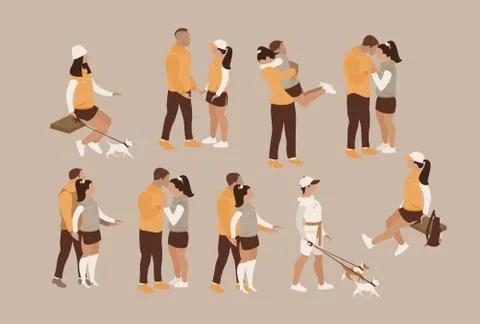 Personages lovers set couples vector Stock Illustration