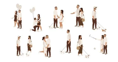 Personages lovers set couples vector Illustrazione stock