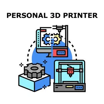Personal 3d printer printing object from digital design イラスト素材