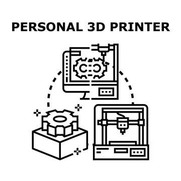 Personal 3d printer printing object from digital design 库存插图
