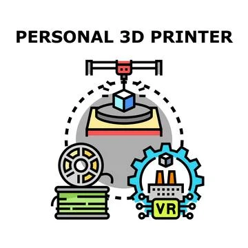 Personal 3d printer technology and manufacturing innovation process Stock Illustration