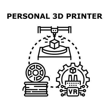 Personal 3d printer technology and manufacturing innovation process Stock Illustration