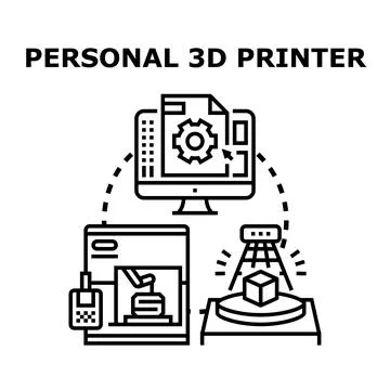 Personal 3d printer technology concept illustration Illustration