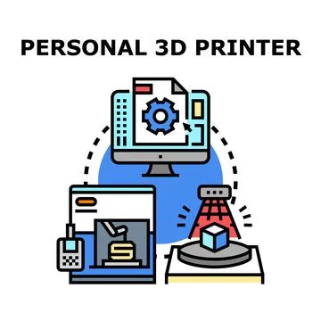 Personal 3d printer technology concept illustration Stock Illustration