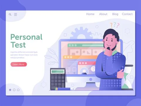 Personal Ability Test Web Landing Page Template Stock Illustration