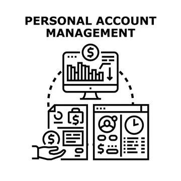 Personal account management financial data processing Stock Illustration