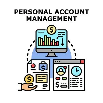 Personal account management financial data processing Illustrazione stock