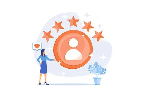 Personal account. Positive feedback, user review, loyalty stars. Dating sit.. Stock Illustration