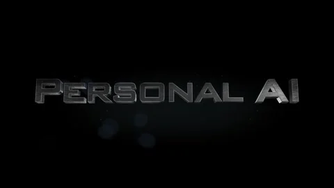 Personal AI title 3D metal text on black alpha channel background Stock Footage 301264871