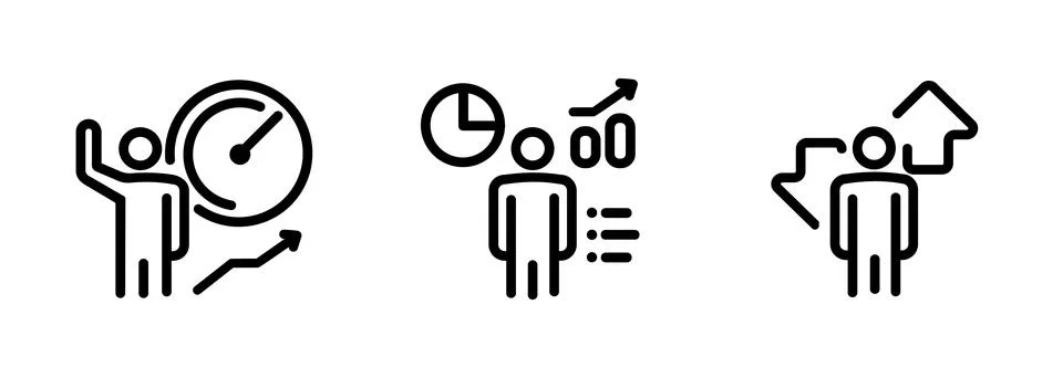 Personal analytics and self improvement employee review concepts Stock Illustration
