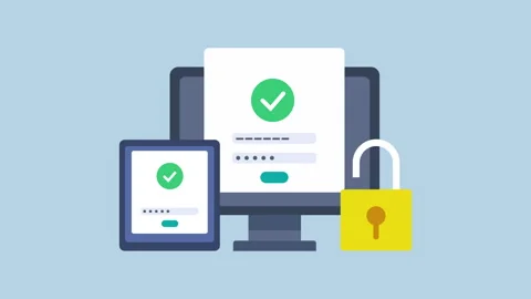Personal and data secured with password protection 2d Animation with Alpha Matte Stock Footage 335341061