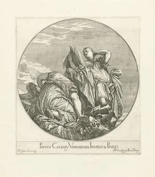 . Personal arithmetic (arithmetics) and geometry (geometria). The print is... Stock Photos