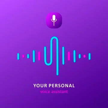 Personal assistant and voice recognition concept flat vector illustration Stockillustratie
