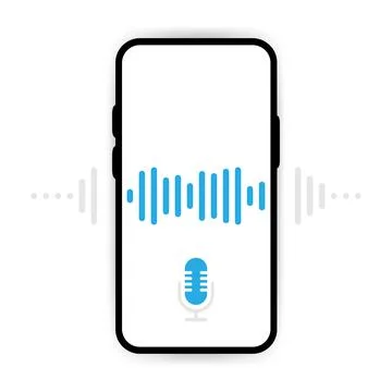Personal assistant and voice recognition on mobile app. Object on white backg Stock Illustration