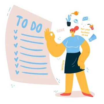Personal assistant with a completed to-do list Stock Illustration