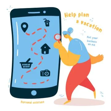 Personal assistant to help plan your vacation Stock Illustration