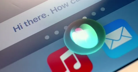 Personal Assistant Siri greets user Stock Footage 148312354