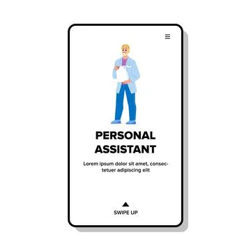 Personal Assistant Standing With Tablet Vector Stock Illustration
