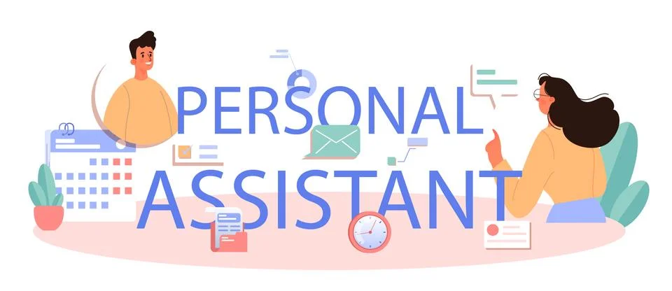 Personal assistant typographic header. Professional help and support Stock Illustration