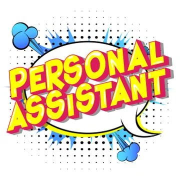 Personal Assistant - Vector illustrated comic book style phrase on abstract b 스톡 일러스트
