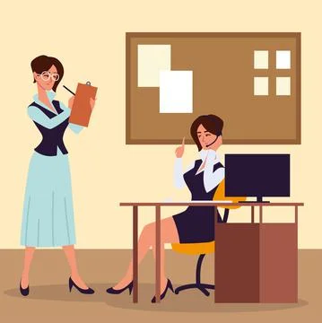 Personal assistants taking notes Illustrazione stock