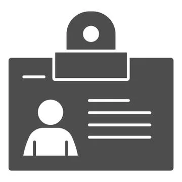 Personal Badge solid icon. ID card with photo for object pass glyph style Stock Illustration