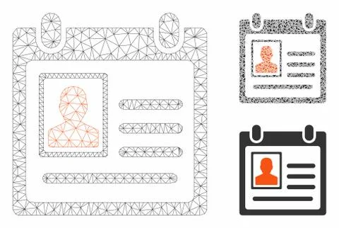 Personal Badge Vector Mesh Wire Frame Model and Triangle Mosaic Icon 스톡 일러스트