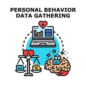 Personal behavior data gathering and analysis concept Stock Illustration