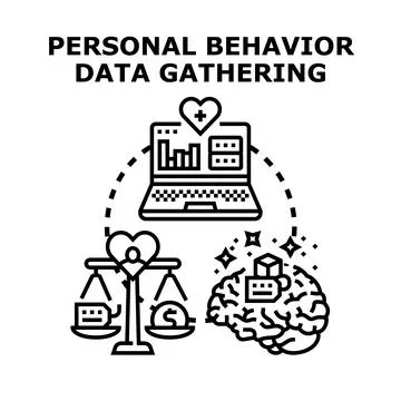 Personal behavior data gathering and analysis concept Stock Illustration