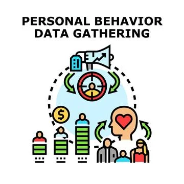 Personal behavior data gathering data analytics concept Stock Illustration
