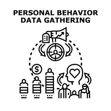 Personal behavior data gathering data analytics concept Stock Illustration