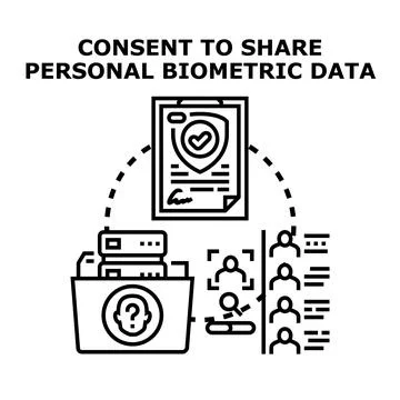 Personal biometric data sharing consent agreement Stock Illustration