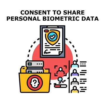 Personal biometric data sharing consent agreement Stock Illustration