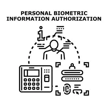 Personal biometric information authorization system concept Stock Illustration
