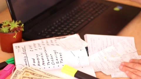 Personal budget planning with budgeting program Stock-Footage 62779188