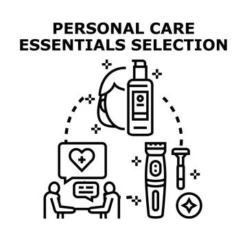 Personal care essentials selection developing beauty routines Stock-Illustration