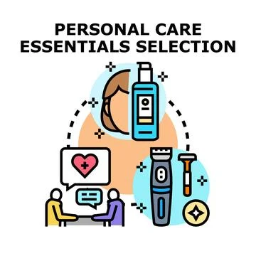 Personal care essentials selection developing beauty routines Stock Illustration
