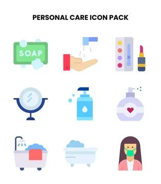Personal Care Flat Vector Icons Pack Stock Illustration