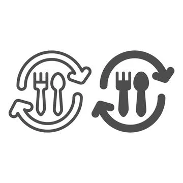 Personal Care line and solid icon, officesyndrome concept, fork and spoon vector Stock Illustration