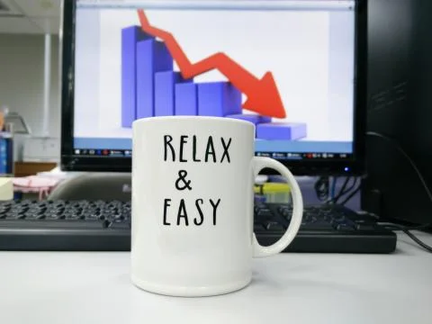 Personal computer and a cup Foto stock